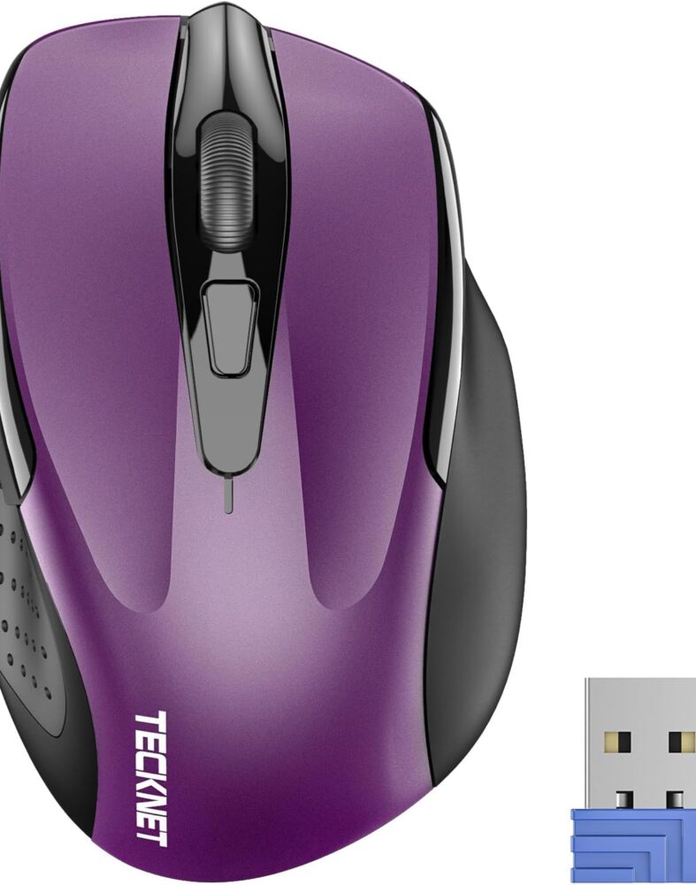 TECKNET Wireless Mouse, 2.4G Ergonomic Computer Mouse, 2600 DPI, Purple