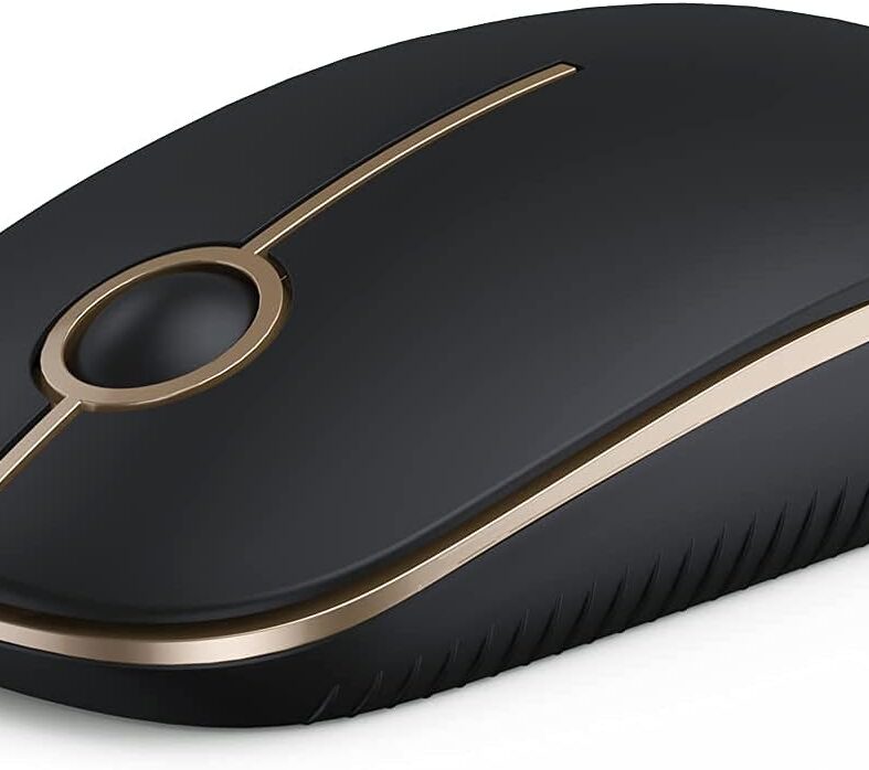 VssoPlor Wireless Mouse, 2.4G Slim Computer Laptop Mouse, Black and Gold