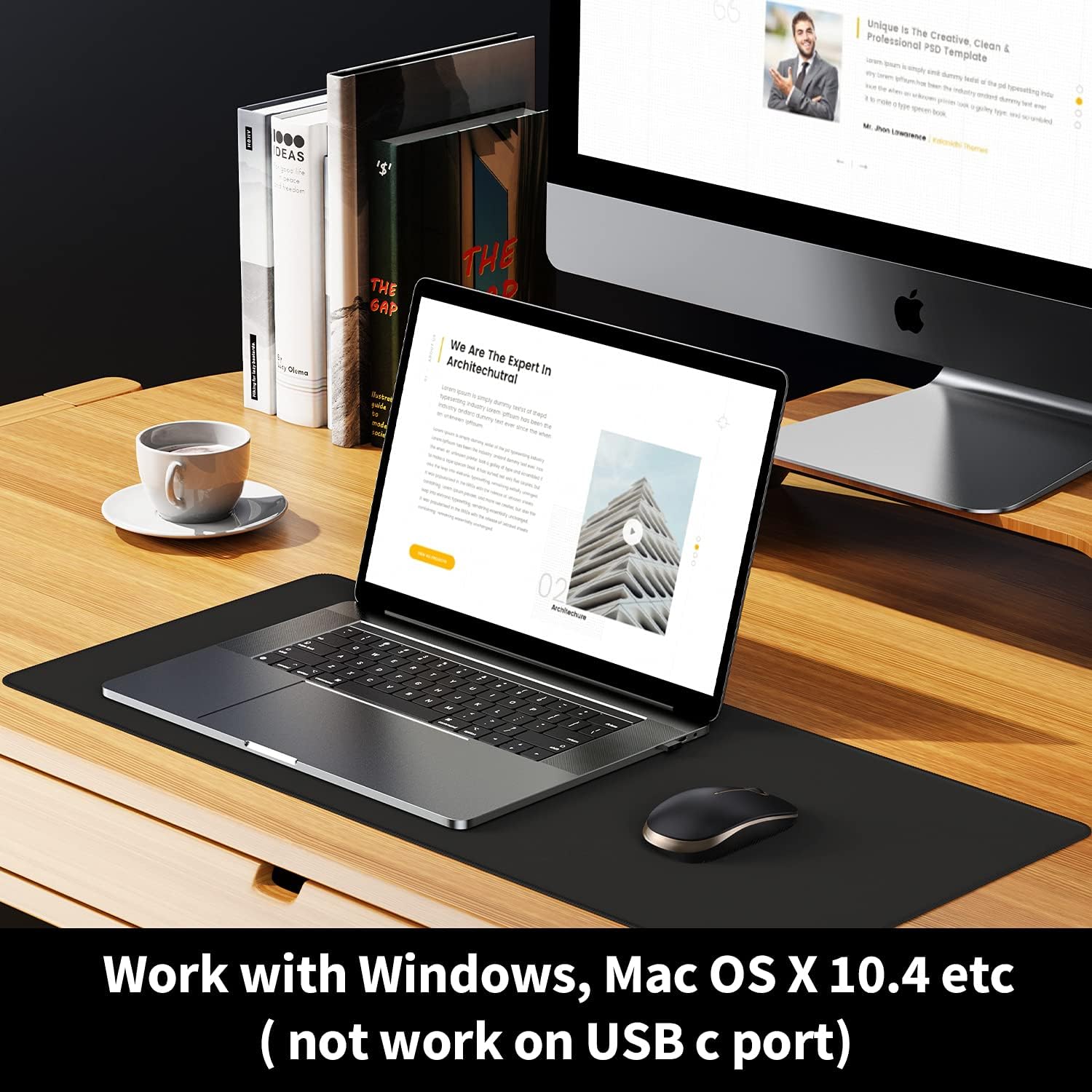 VssoPlor Wireless Mouse, 2.4G Slim Computer Laptop Mouse, Black and Gold - Image 8