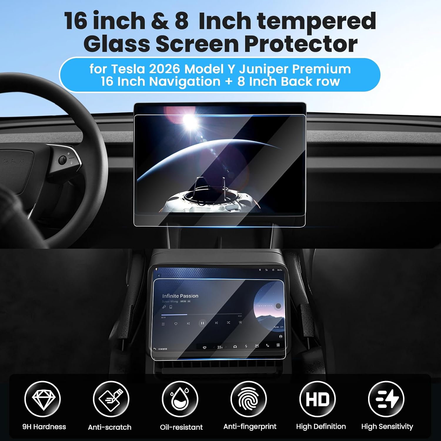 Canvcle 2PCS Screen Protector for 2026 Model Y(Premium & Performance) - Image 2