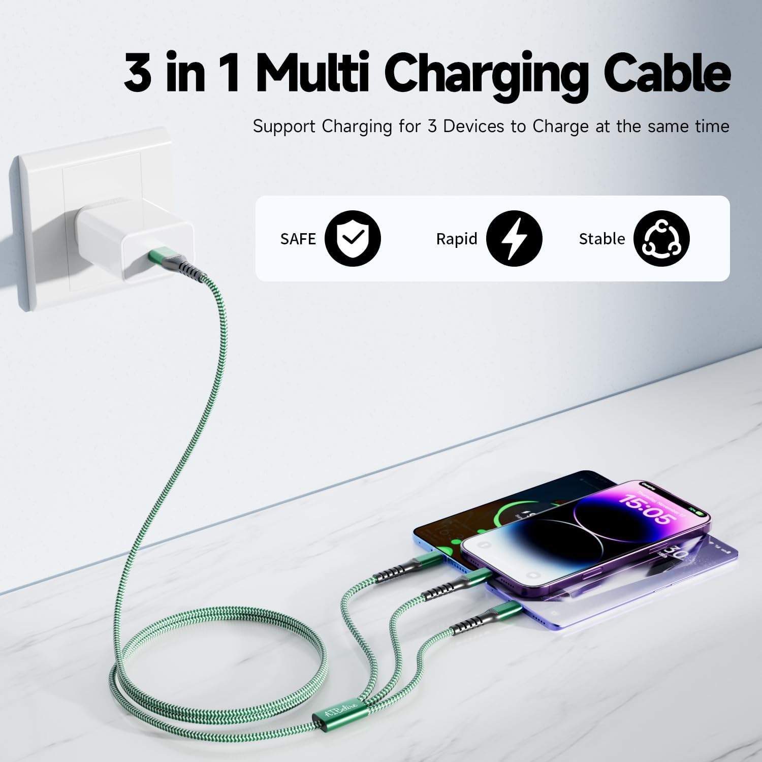 Multi USB Charging Cable 2Pack 4FT 3 in 1 Universal Charger Cord - Image 2