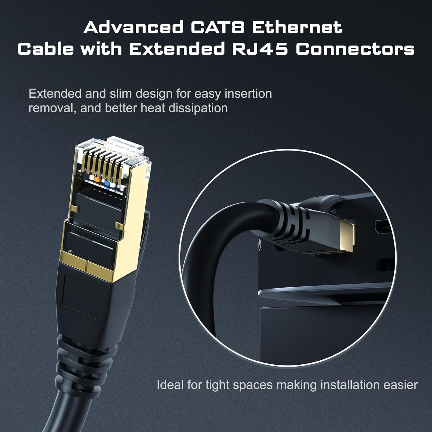 DbillionDa Cat 8 Ethernet Cable, 6FT 40Gbps 2000MHz RJ45 LAN Cable - Image 4