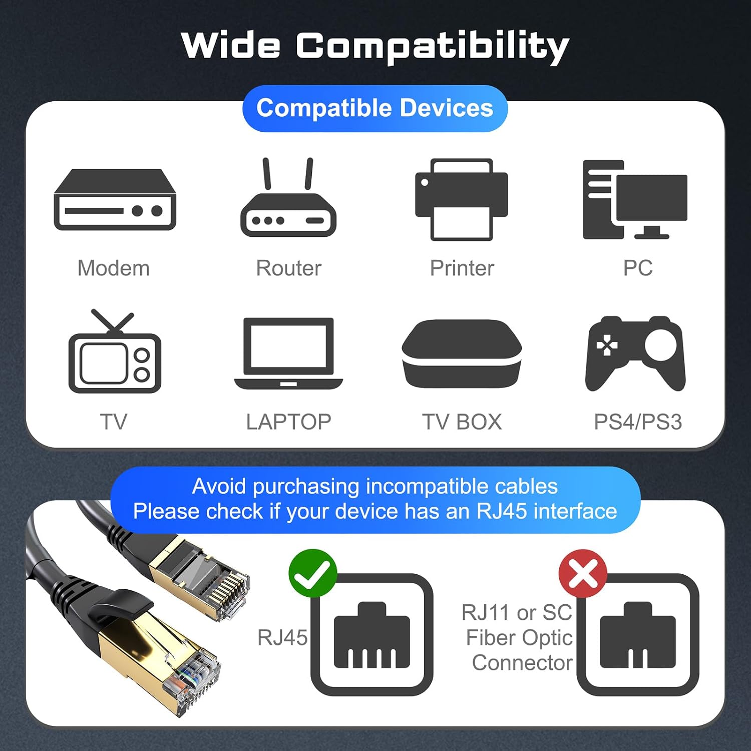 DbillionDa Cat 8 Ethernet Cable, 6FT 40Gbps 2000MHz RJ45 LAN Cable - Image 7