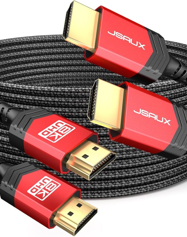 JSAUX 10K 8K HDMI Cable 2.1 10FT 2-Pack, 8K@60Hz Ultra High Speed 4K@120Hz